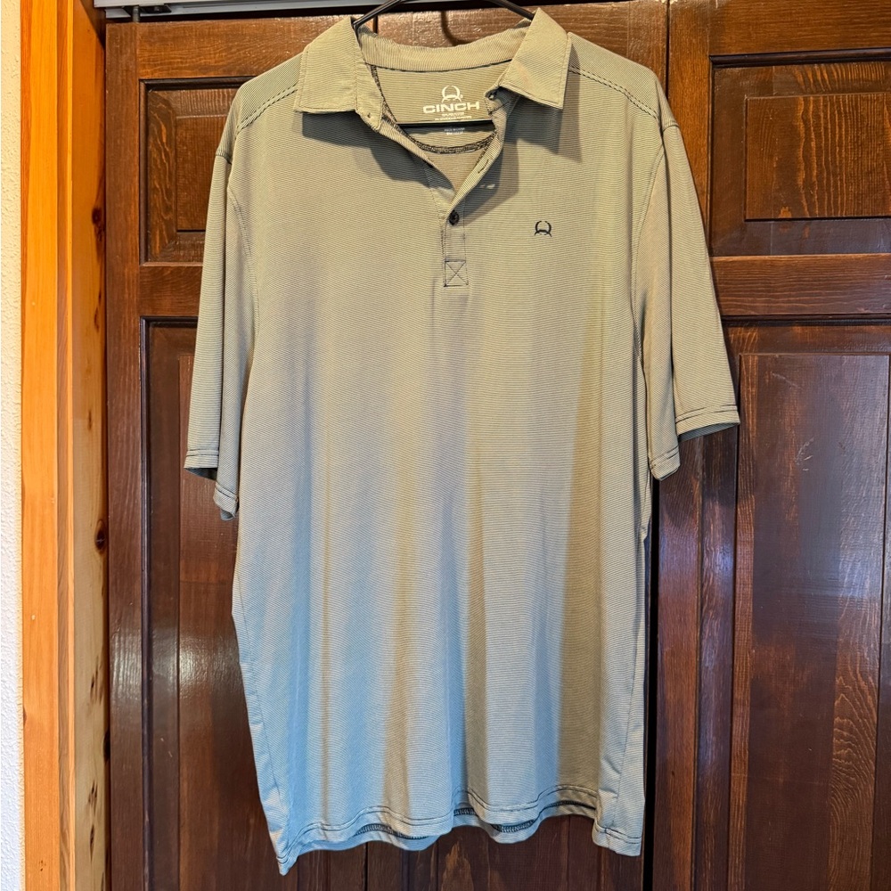 Cinch Men's Green & White Polo Shirt